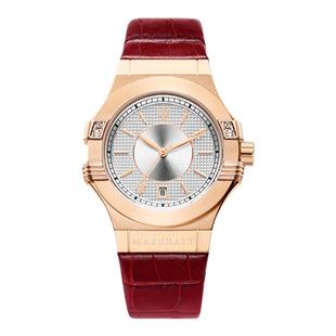 玛莎拉蒂女表轻奢红玫瑰优雅石英表送女友礼物