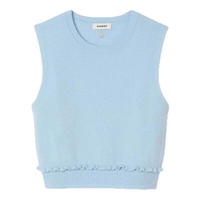 SANDRO女装法式木耳边针织背心