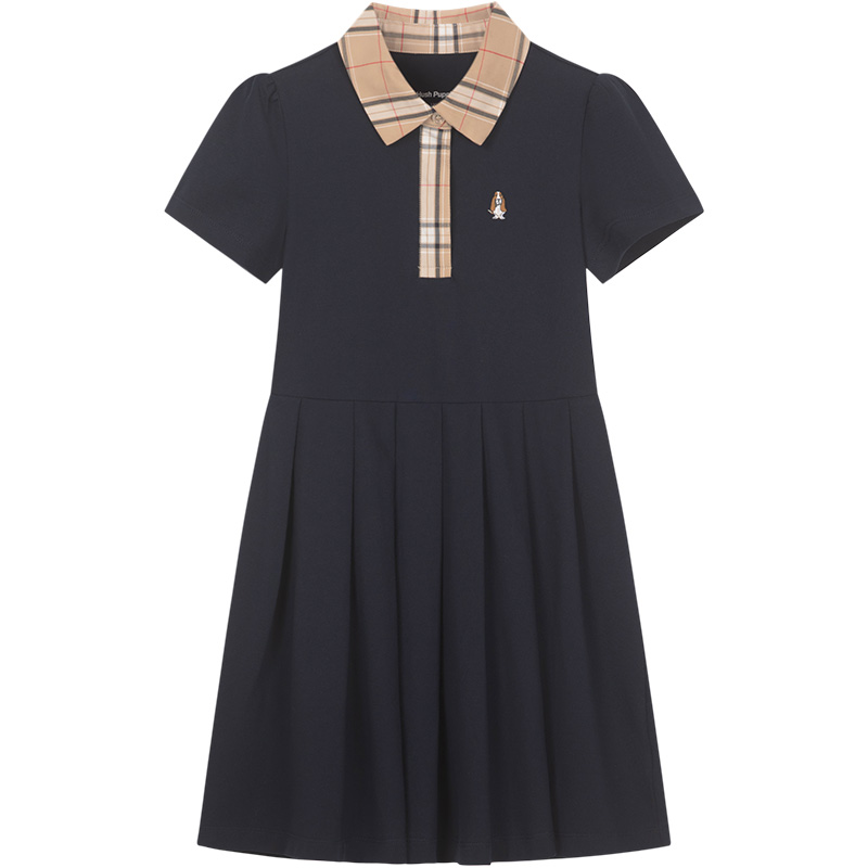 暇步士童裝女童polo裙25夏新品大童學(xué)院風(fēng)甜美裙子兒童透氣連衣裙