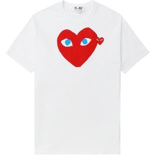 IT CDG PLAY COMME des GARCONS川久保玲情侣爱心logo装饰短袖T恤