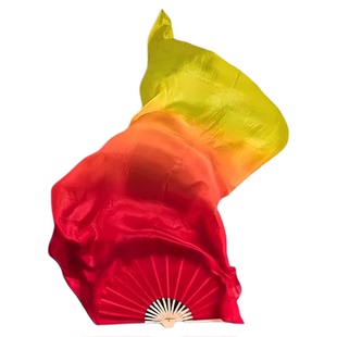 舞蹈扇子铭记真丝火焰渐变长绸扇古典舞跳舞开场舞表演出专用道具