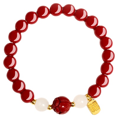 杭州灵隐上岸莲花天然朱砂手串