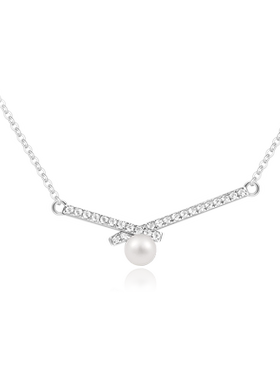 Mixx925银天然淡水珍珠锁骨链
