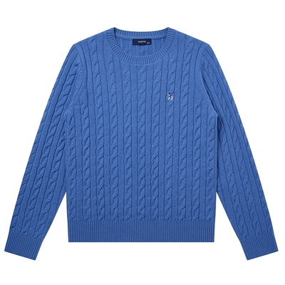 【宋佳明星同款】Hazzys哈吉斯绞花毛衣女秋季针织衫圆领羊毛衫潮