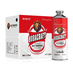 霍巴精酿啤酒12度1L德式小麦精酿原浆白啤新日期低温发酵整箱6桶