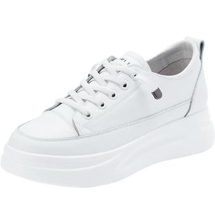 百丽女鞋子厚底小白鞋春软底套脚简约轻便减龄休闲板鞋U8N1DAM3