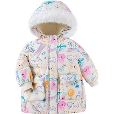巴拉巴拉女童中长款加厚羽绒服潮