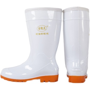 白色中筒雨鞋加绒保暖棉水鞋男加厚耐磨防滑雨靴胶鞋食品卫生靴