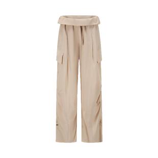 PIECE MIND新款2025春夏女士可翻腰脚口两穿宽松工装感休闲长裤