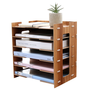 多层a4文件档案资料架横式木质办公室桌面分类横放收纳分层整理框