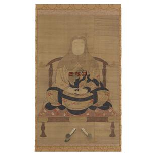 天台智者大师像 清代绘制艺术微喷复制人物画古代供奉装裱挂轴