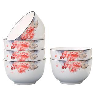 陶瓷碗家用组合加厚防烫好看的釉中彩健康餐具可微波吃饭面汤碗具