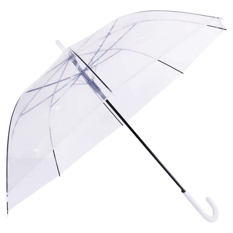 透明雨伞日系小清新长柄塑料伞网感拍照伞手动防雨伞晴雨两用伞