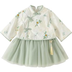 戴维贝拉女童连衣裙2026春装新款儿童国风汉服裙子宝宝网纱公主裙