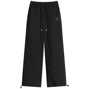 175女生高个子加绒卫裤加长青少年羽绒运动裤宽松直筒学生休闲裤