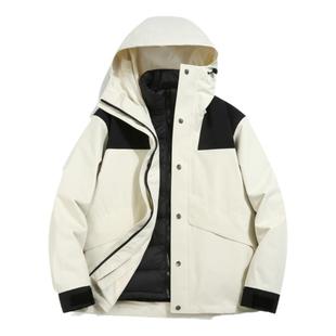 高端美式登山服衣女士三合一抓绒外套防风防水户外羽绒定制男冲锋