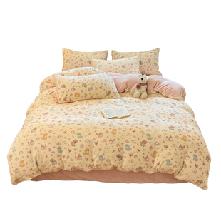 牛奶绒被套单件冬季珊瑚绒双面加绒法兰绒被罩150x200单人四件套