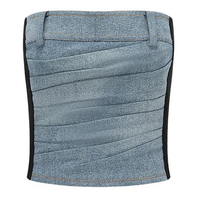 DEEPMOSS牛仔斜褶抹胸