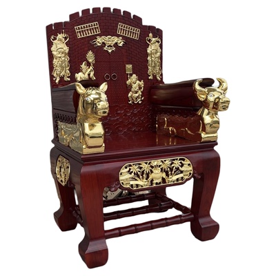 太师椅牛头马面木雕工艺扶乩椅