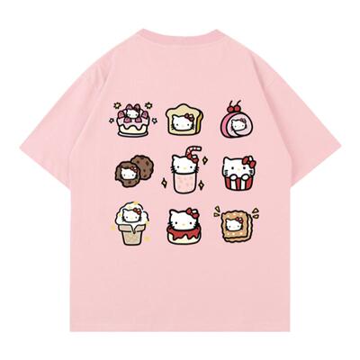 九宫格猫猫落肩短袖男女