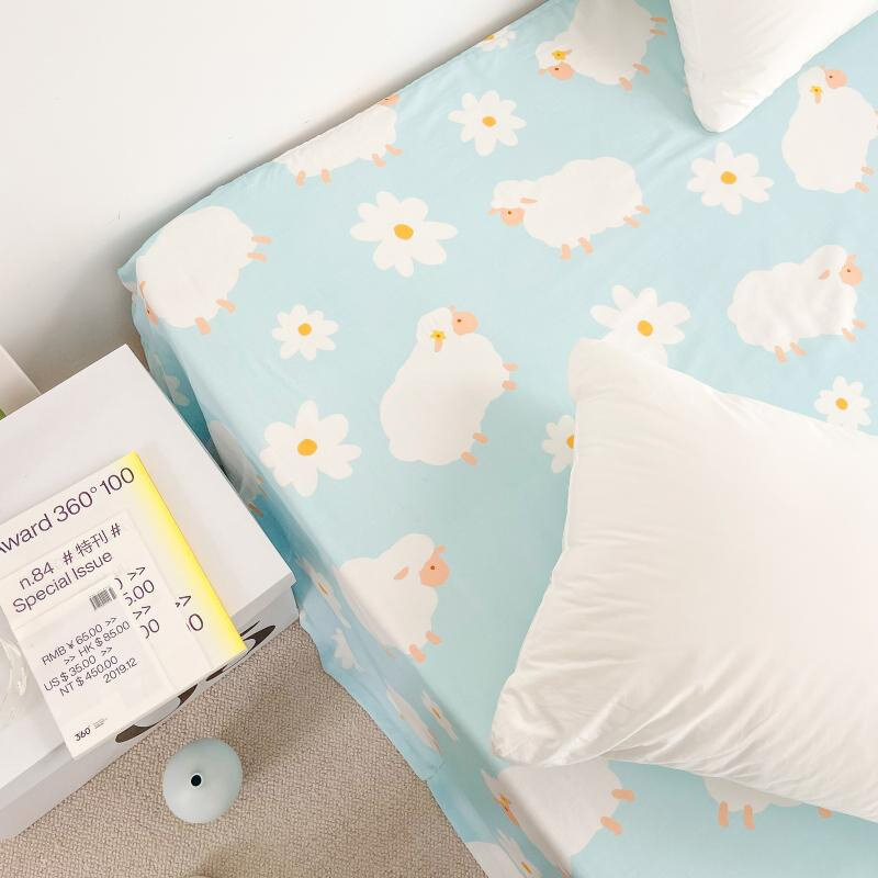好货戴雏菊的小羊｜清新可爱绵羊小花A类全棉双层纱床单床笠单品