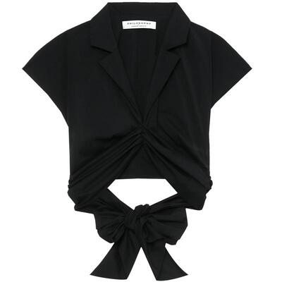 IT短款飞袖上衣系带露脐衫