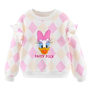 迪士尼女童卫衣春季新款儿童长袖T恤上衣秋冬大童加绒加厚打底衫