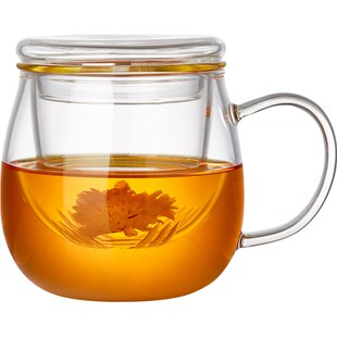玻璃杯带把手茶水分离耐高温高硼硅家用新款喝水带盖办公泡花茶杯