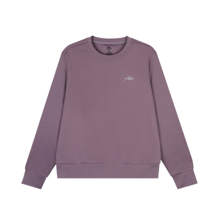 安踏紫色卫衣女2026春季新款正肩显瘦内搭上衣圆领柔软长袖t恤女