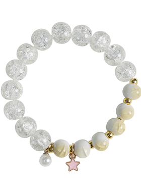 花朵手链ins小珍珠水晶爆花手串女生韩小清新少女系闺蜜陶瓷手饰