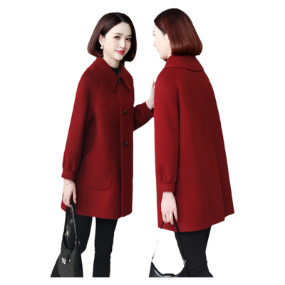 新款中长款呢子羊绒大衣外套韩版