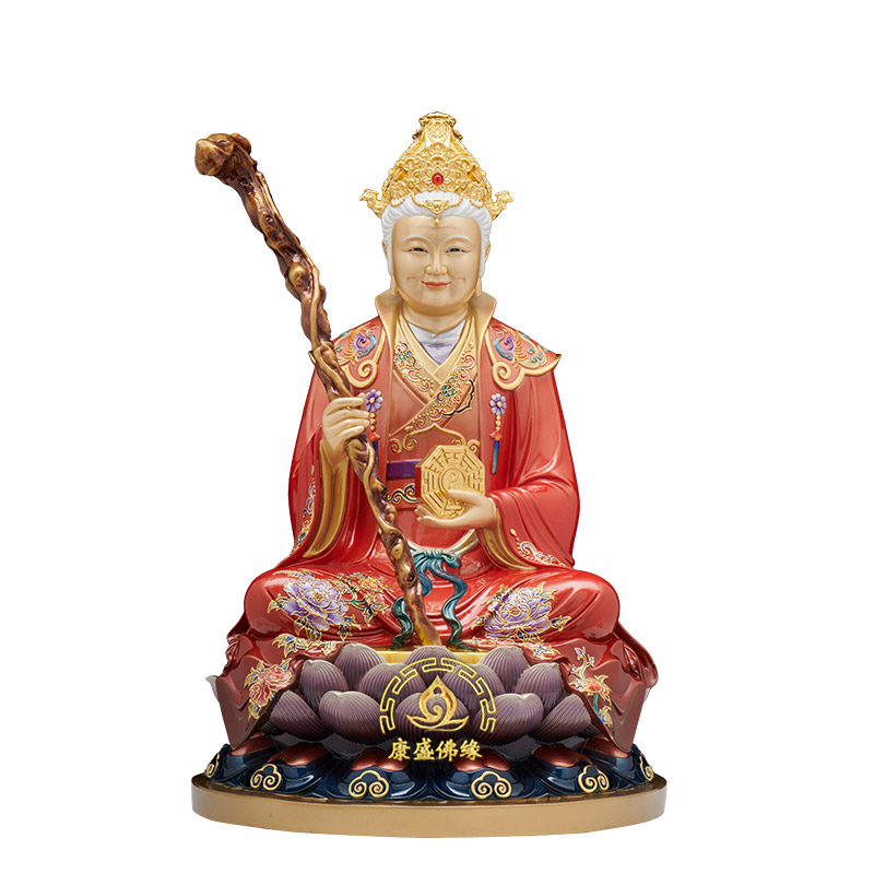 无生老母神像全铜彩绘供奉摆件