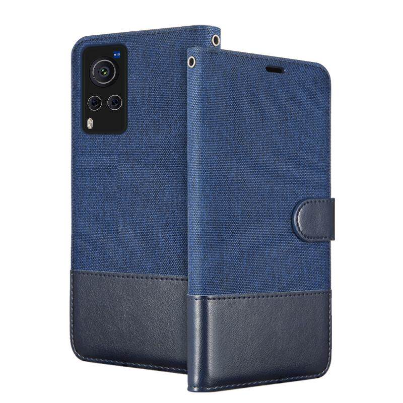 vivoX60牛仔布简约钱包手机壳套