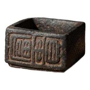 仿古小花盆新中式盆景盆做旧汉砖文竹多肉盆复古书房禅意装饰花器