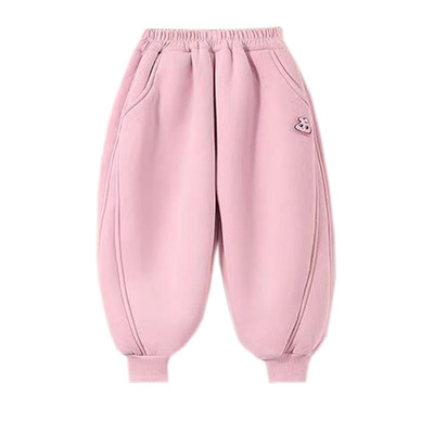 女童裤子2025新款冬季加绒加厚羊羔绒束脚裤儿童宽松棉裤休闲长裤