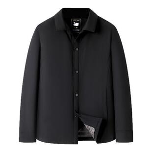 大码男式轻薄款鹅绒服翻领保暖外套男潮胖子宽松冬装防寒羽绒上衣