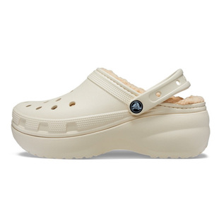 crocs女鞋卡骆驰棉鞋沙滩厚底云朵增高包头毛毛洞洞拖鞋207938