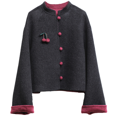 双面羊绒大衣女中长款立领宽松