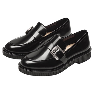 73hours女鞋唤醒阳光秋季新款通勤羊皮一脚蹬乐福鞋女小皮鞋