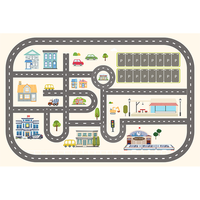 环保儿童游戏地毯卧室客厅阳台地垫停车场城市交通益智休闲垫子