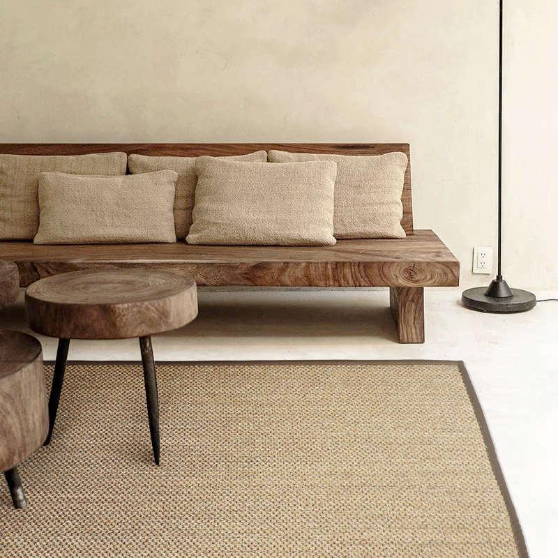 塞尚加厚菠萝纹剑麻地毯原麻色客厅茶几垫阳台家用玄关进门垫地垫