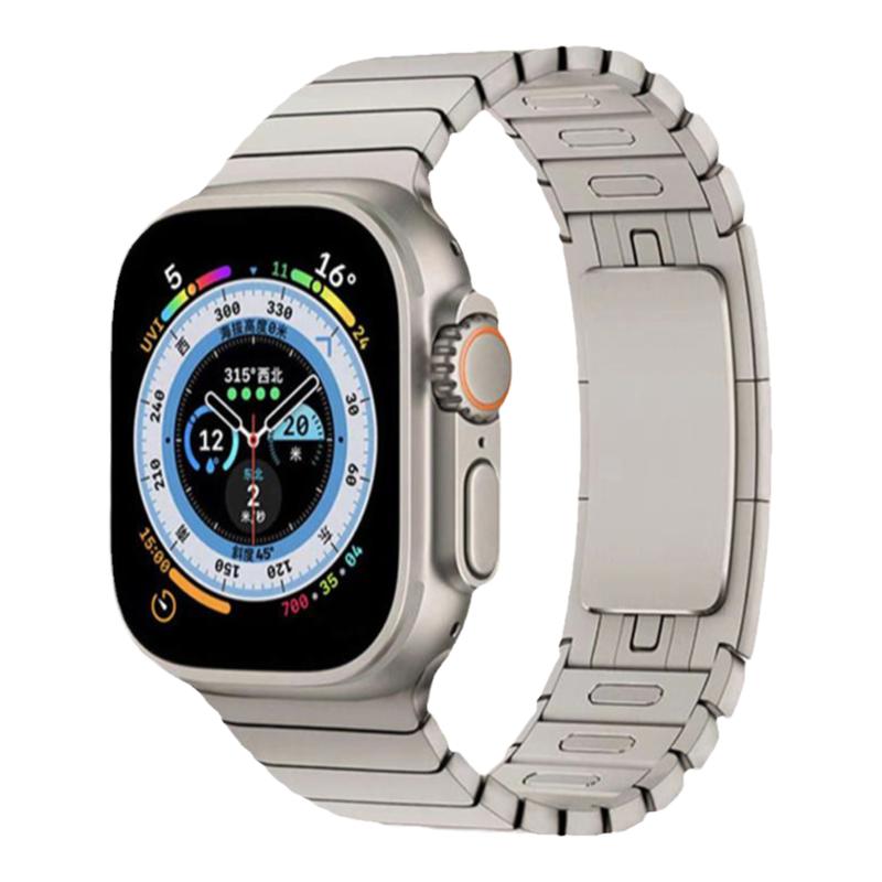 适用于apple watchultra苹果手表ultra2不锈钢磁吸金属表带s9链式iwatch8/7/6/5/se潮牌钢带高级感49/45/44mm