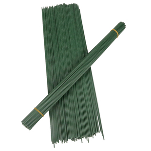 花杆绿铁丝手工diy玫瑰花钩织花胶包花枝材料包绿塑包铁丝花束