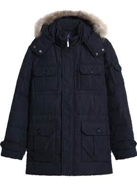 伦敦雾可脱帽五袋有臂袋羽绒服