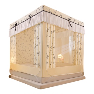 坐床遮光床帘蚊帐儿童防摔防风隐私拉链式帐纱床幔布双层卡通家用