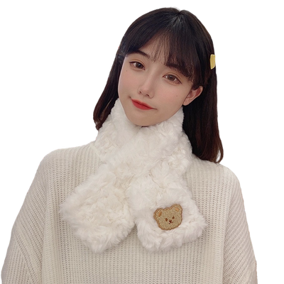 网红围巾交叉网红白色围巾可爱