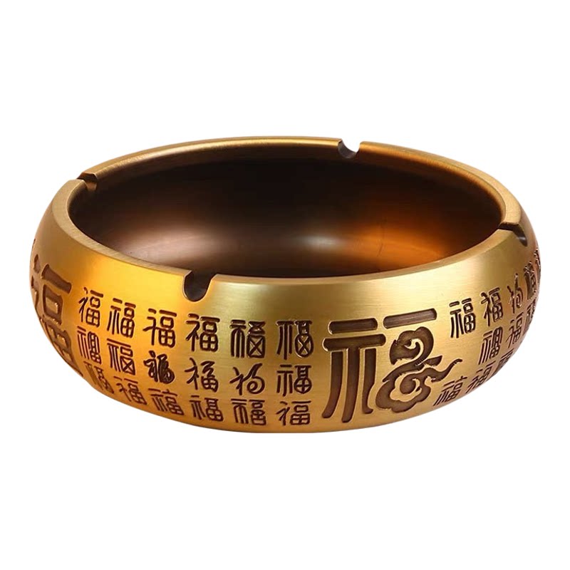 黄铜特大号百福烟灰缸中国风