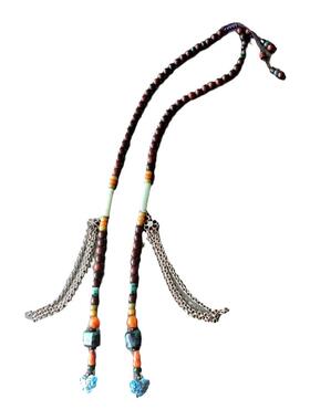 翡翠老玛瑙小叶紫檀锁牌链