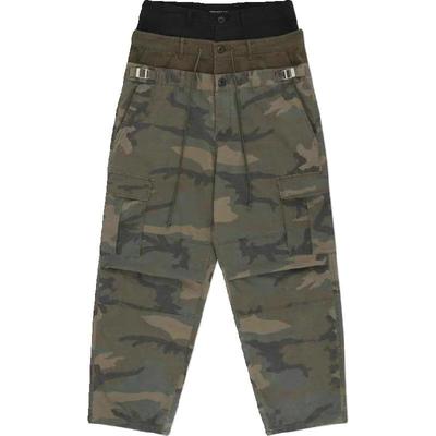 黑茶色泼墨绘涂做旧宽松阔腿裤