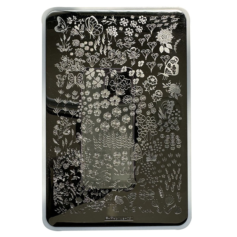 美甲印花模板转印钢板春天花花树美甲工具